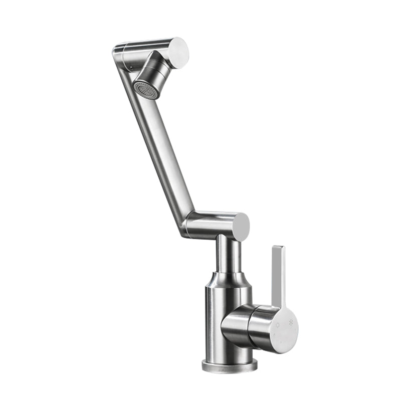 Swivel Spout Vessel Sink Faucet Stainless Steel Lever Handle Sink Faucet with Water Hose