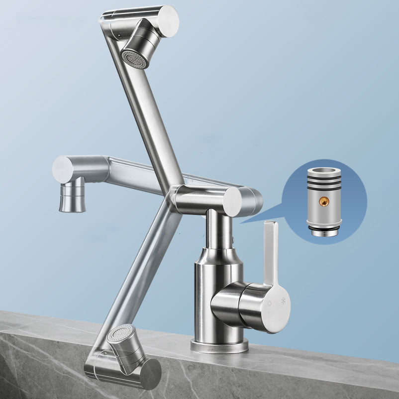 Swivel Spout Vessel Sink Faucet Stainless Steel Lever Handle Sink Faucet with Water Hose