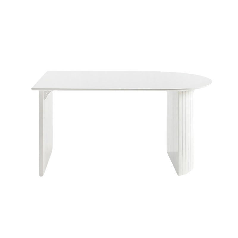 White Dinette Table with Pine Wood Base Modern Free Form Dining Table