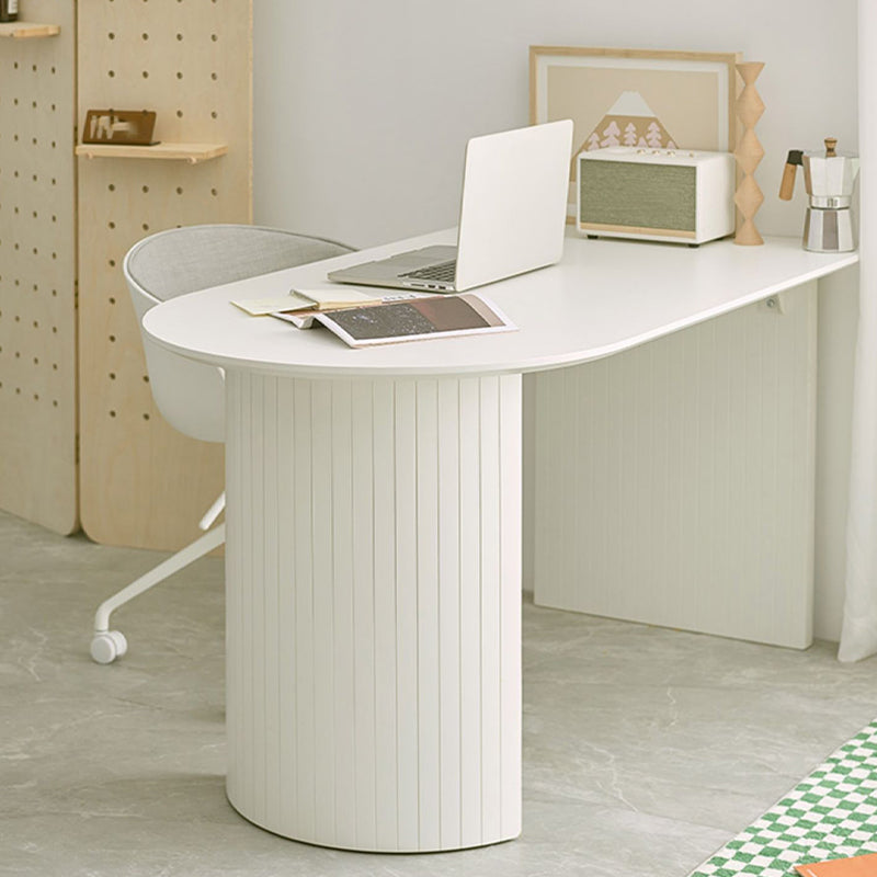 White Dinette Table with Pine Wood Base Modern Free Form Dining Table
