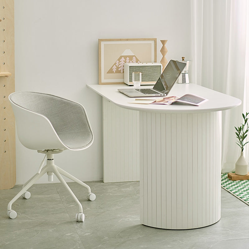White Dinette Table with Pine Wood Base Modern Free Form Dining Table