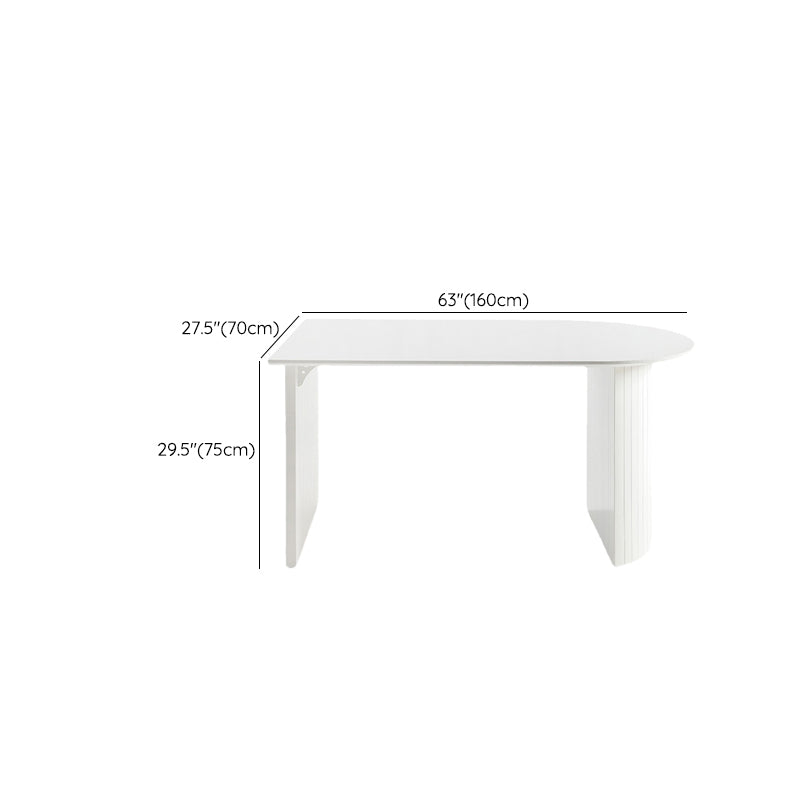 White Dinette Table with Pine Wood Base Modern Free Form Dining Table