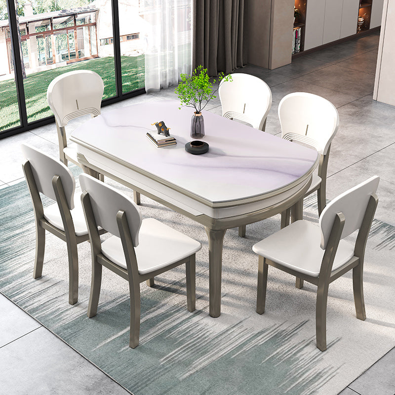 Modern Scalable Stone Dining Table Rubber Base for Dining Room