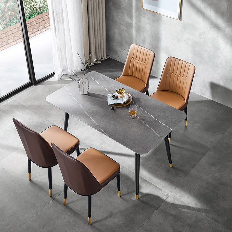 Matte Finish Stone Dinette Table Contemporary Rectangle Dining Table