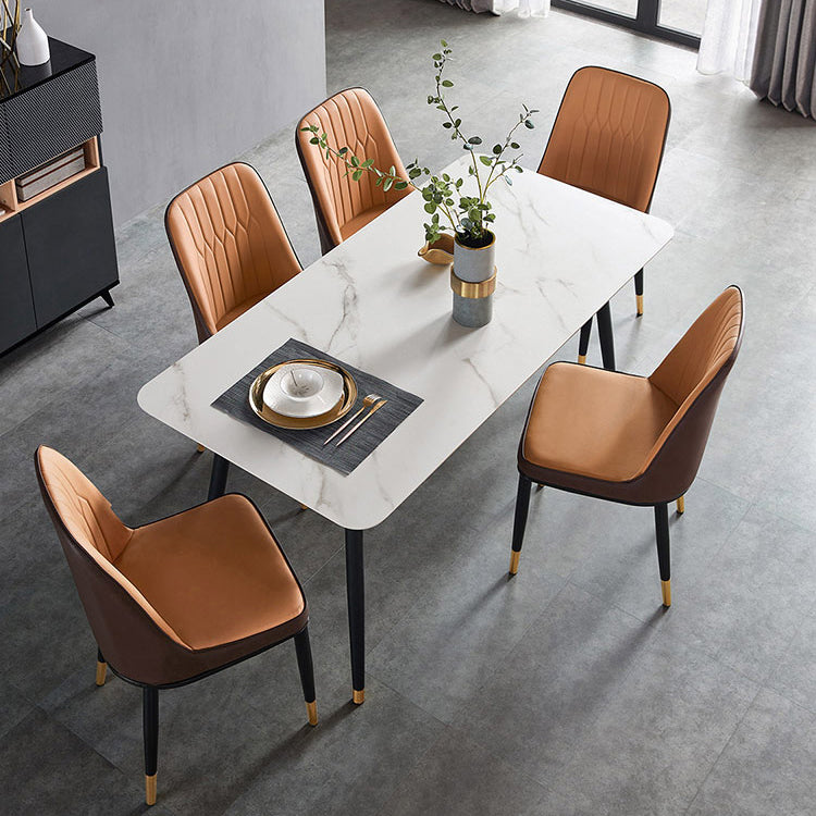 Matte Finish Stone Dinette Table Contemporary Rectangle Dining Table