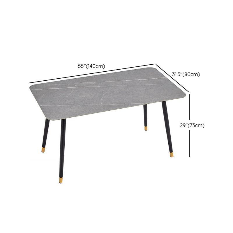 Matte Finish Stone Dinette Table Contemporary Rectangle Dining Table