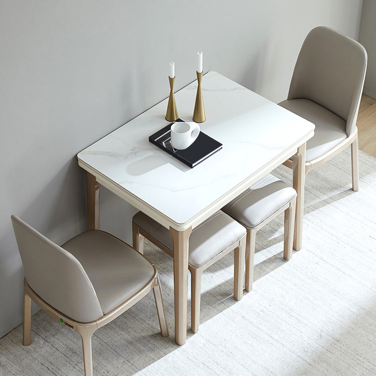 Modern Stone Scalable Dining Table Wood Legs for Dining Room