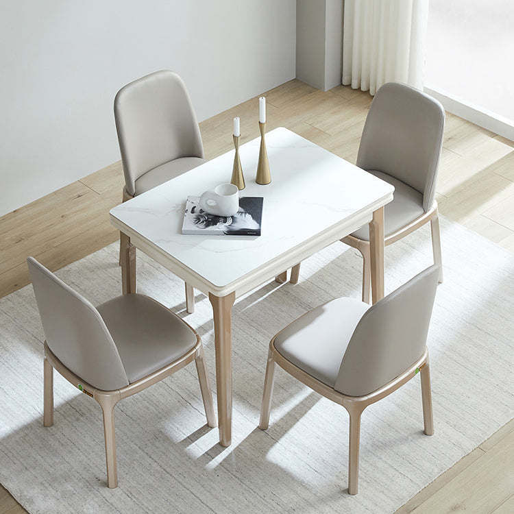 Modern Stone Scalable Dining Table Wood Legs for Dining Room