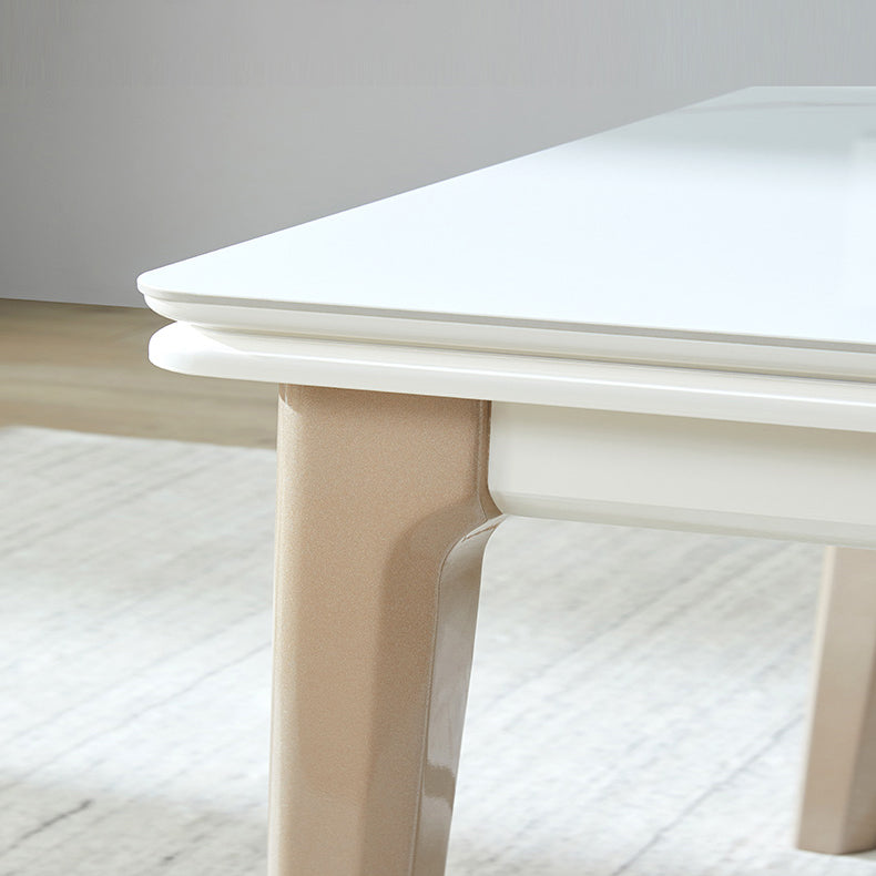 Modern Stone Scalable Dining Table Wood Legs for Dining Room