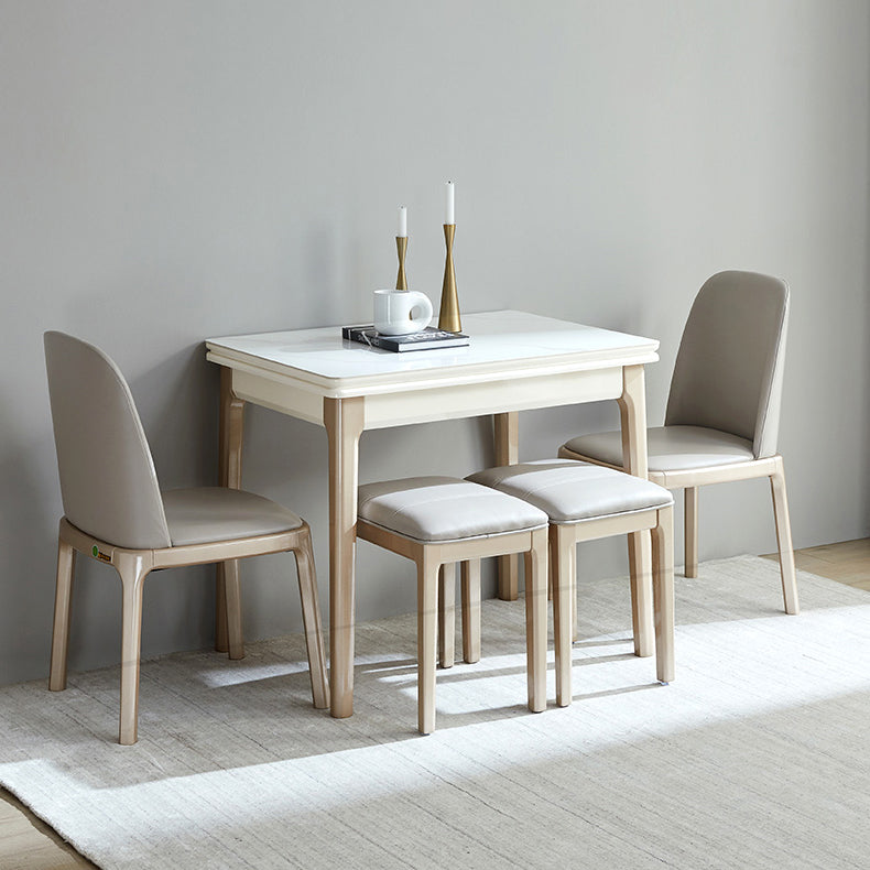 Modern Stone Scalable Dining Table Wood Legs for Dining Room