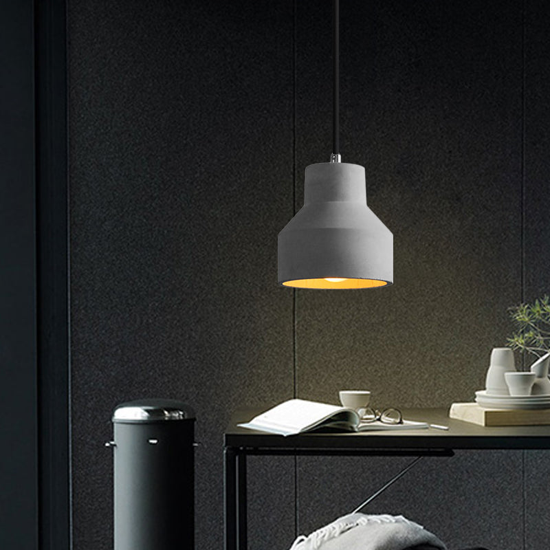 Dome/Can/Barn Cement Ceiling Light Vintage 5"/5.5"/8" Wide 1 Light Restaurant Mini Pendant Lamp Fixture in Grey