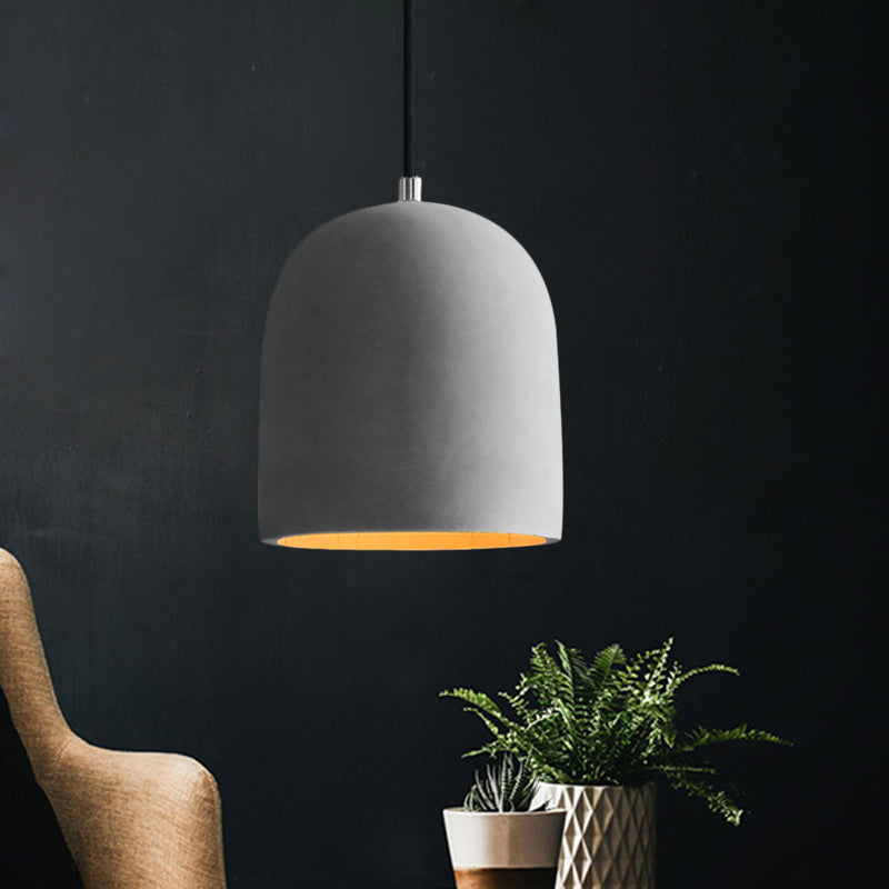 Dome/Can/Barn Cement Ceiling Light Vintage 5"/5.5"/8" Wide 1 Light Restaurant Mini Pendant Lamp Fixture in Grey