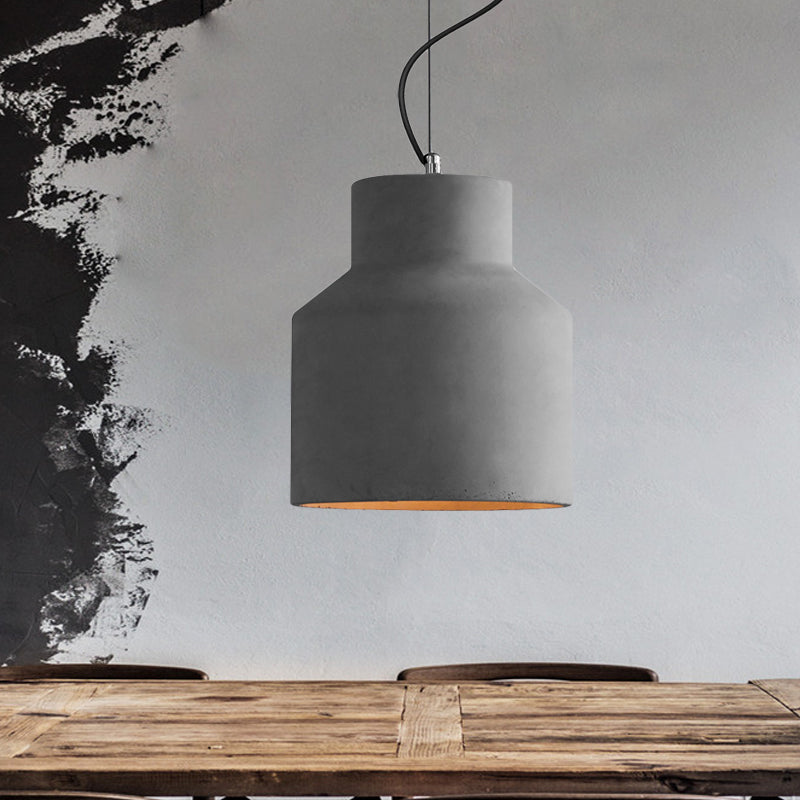 Dome/Can/Barn Cement Ceiling Light Vintage 5"/5.5"/8" Wide 1 Light Restaurant Mini Pendant Lamp Fixture in Grey