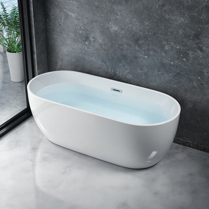 Oval Freestanding Modern Bath Acrylic Soaking White Center Bathtub