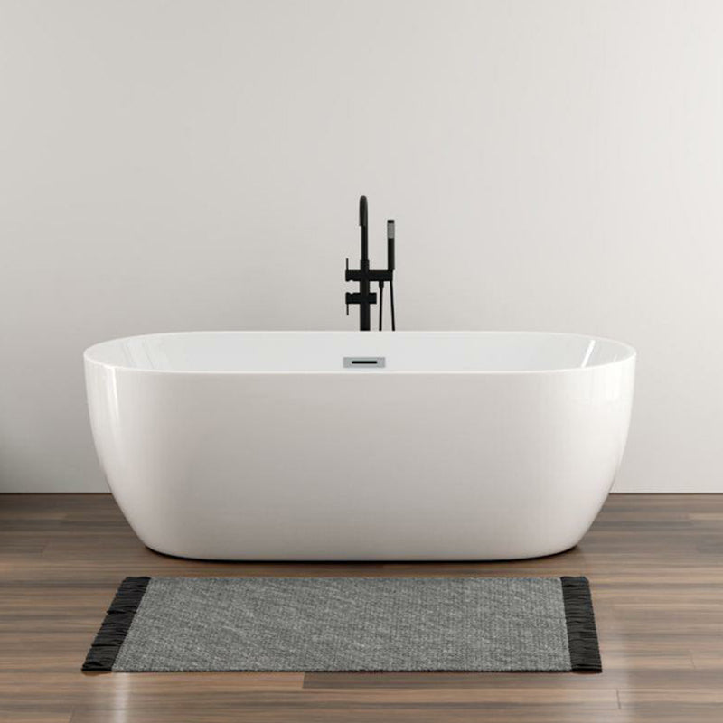 Oval Freestanding Modern Bath Acrylic Soaking White Center Bathtub