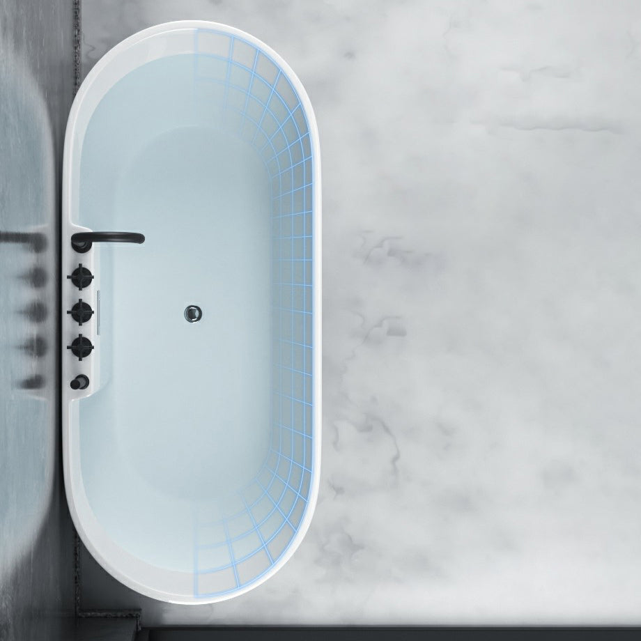 Oval Freestanding Modern Bath Acrylic Soaking White Center Bathtub