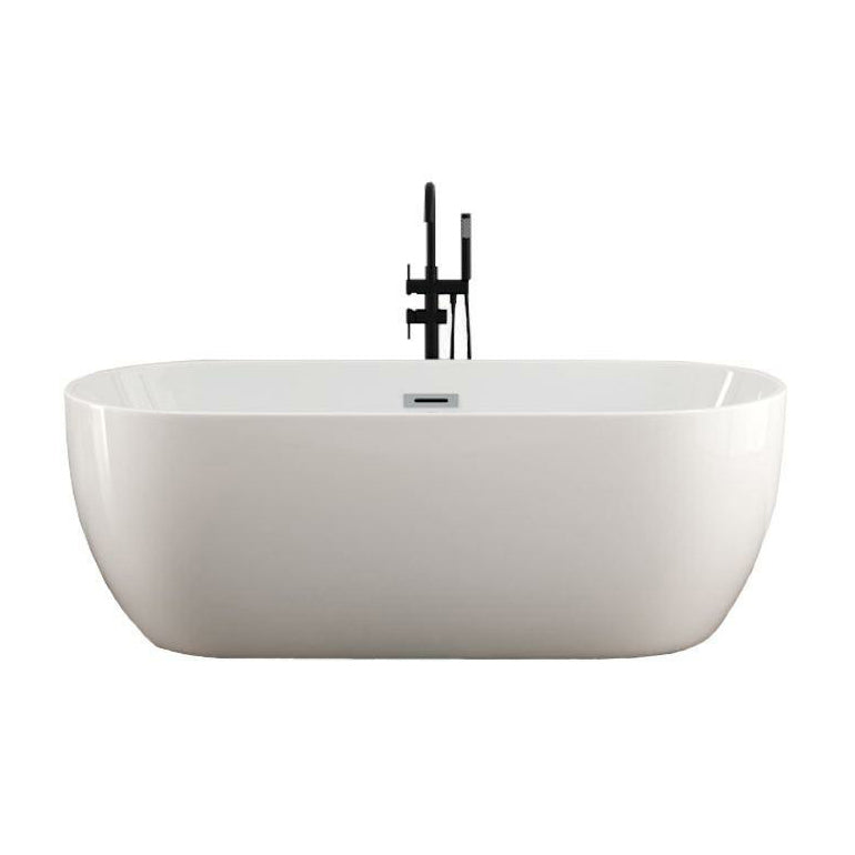 Oval Freestanding Modern Bath Acrylic Soaking White Center Bathtub