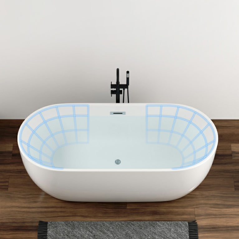 Oval Freestanding Modern Bath Acrylic Soaking White Center Bathtub