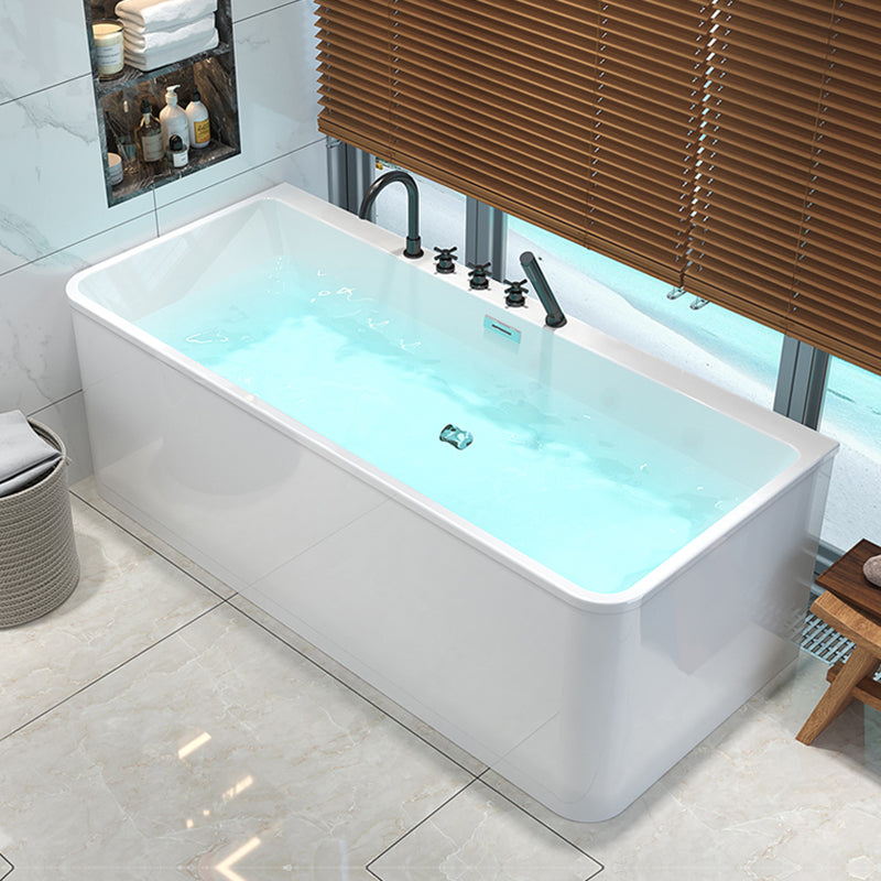 Stand Alone Modern White Bathtub Soaking Acrylic Rectangular Bath