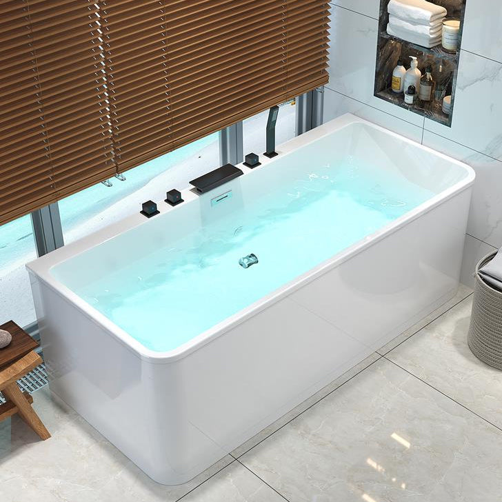 Stand Alone Modern White Bathtub Soaking Acrylic Rectangular Bath