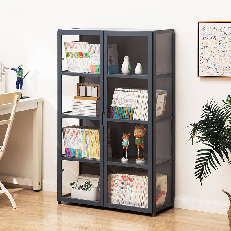 Modern Lacquered Accent Cabinet, Gray Rectangle Cabinet with Shelves