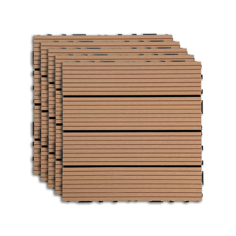 Outdoor Deck Tiles Striped Detail Composite Snapping Wooden Deck Tiles