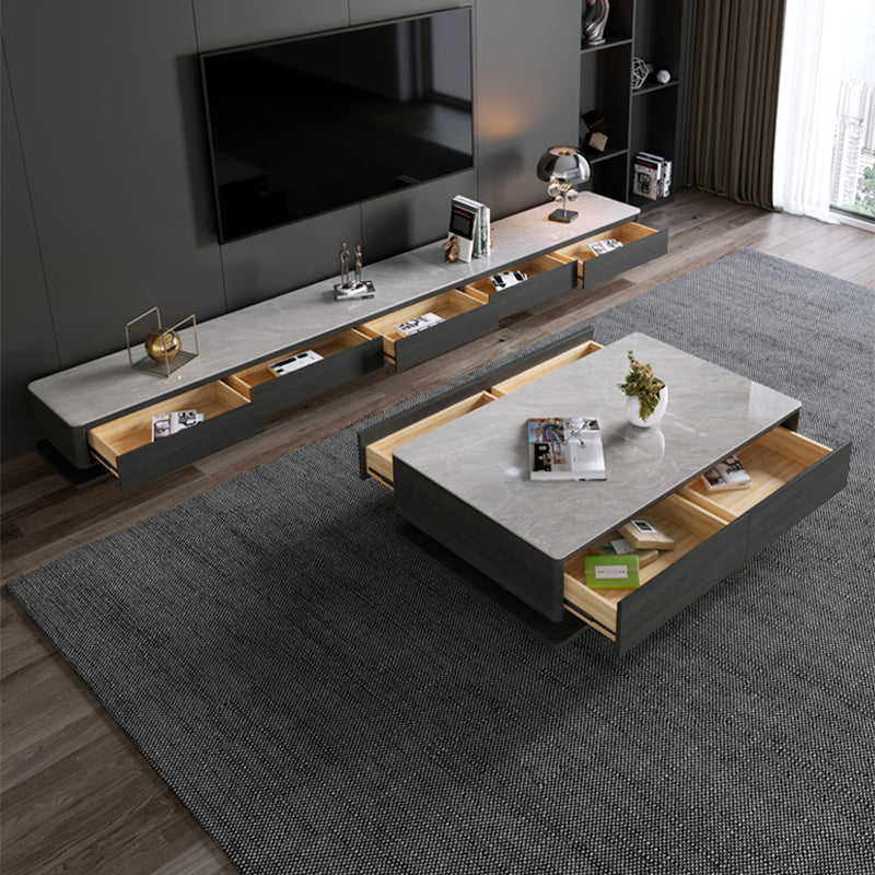 Rectangle Single Coffee Table Glam 1 Coffee Table with 4 Drawers