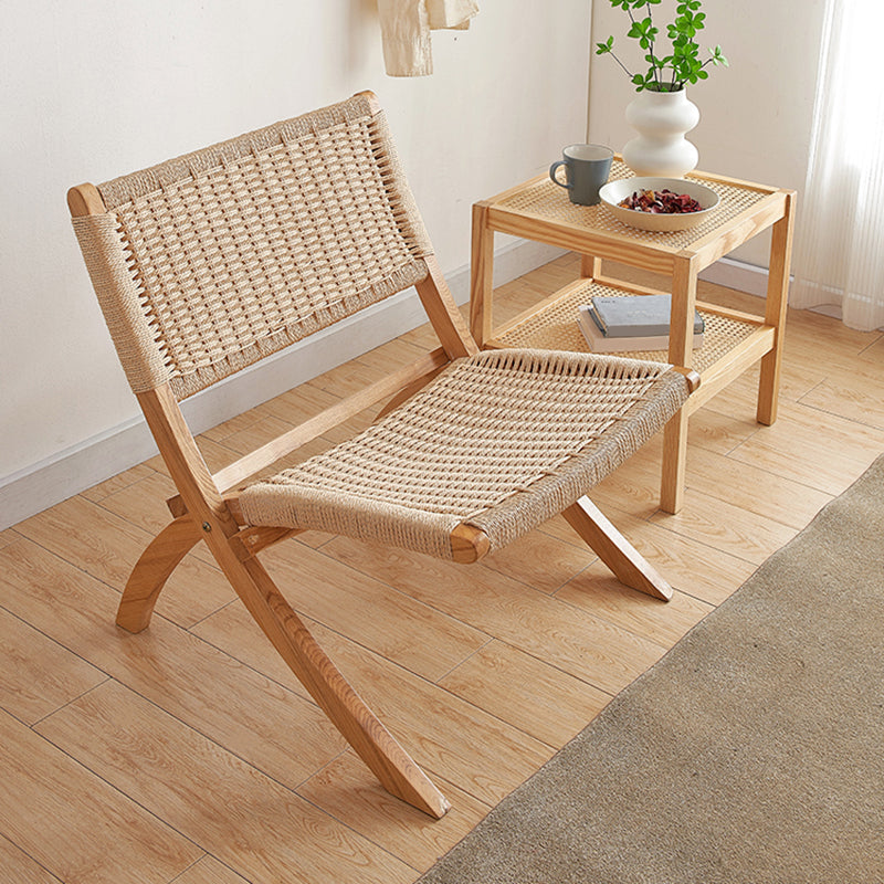 Solid Wood Chair Woven Back Lounge Accent Chair for Living Room