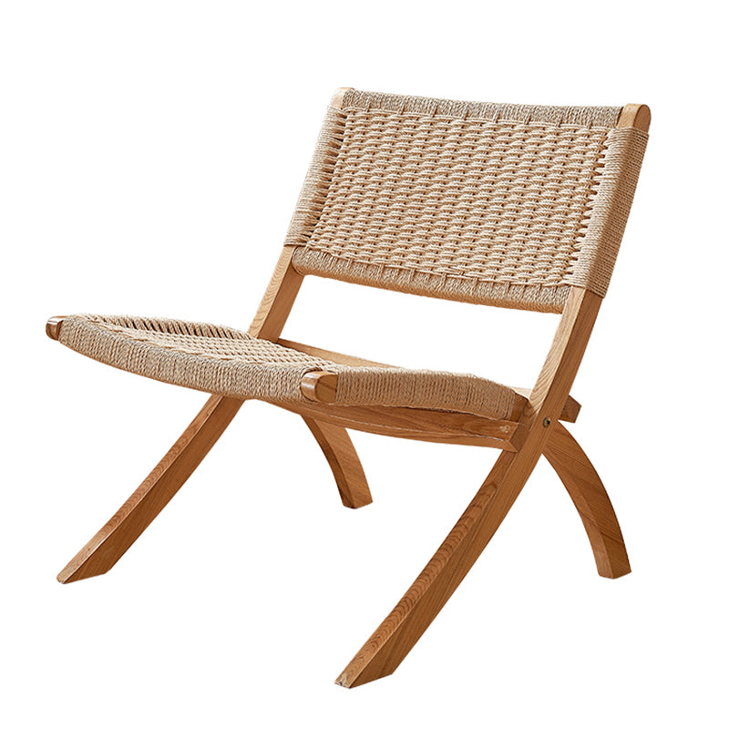 Solid Wood Chair Woven Back Lounge Accent Chair for Living Room