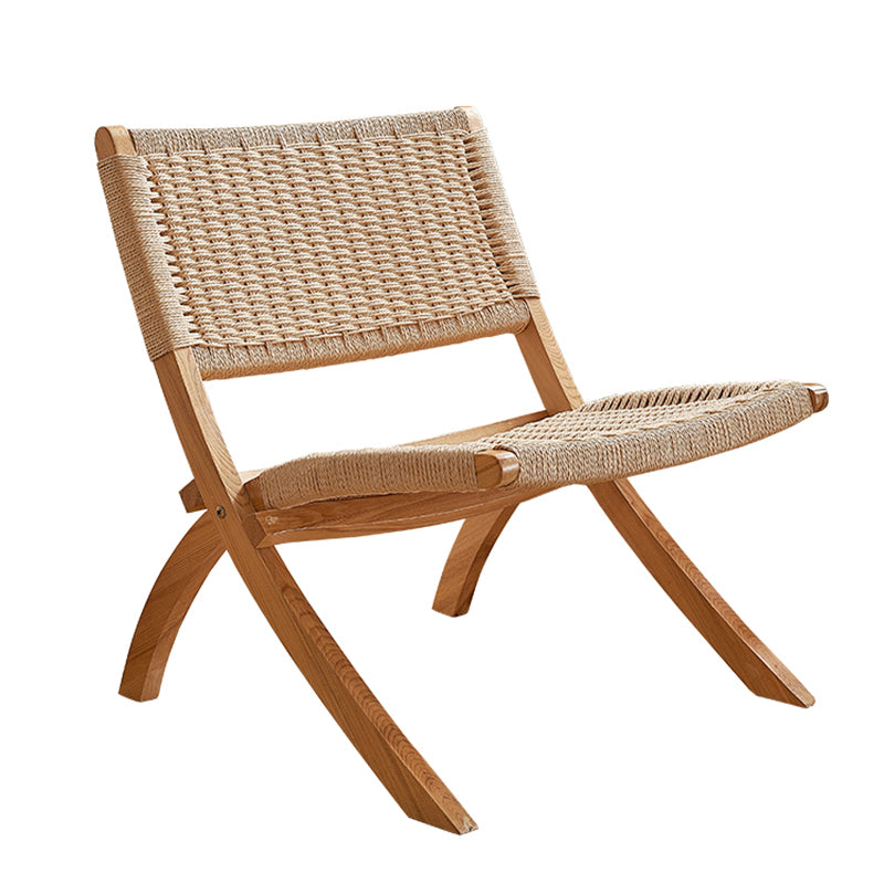 Solid Wood Chair Woven Back Lounge Accent Chair for Living Room