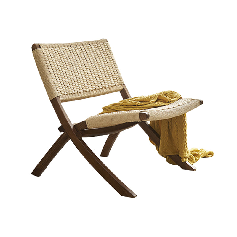 Solid Wood Chair Woven Back Lounge Accent Chair for Living Room