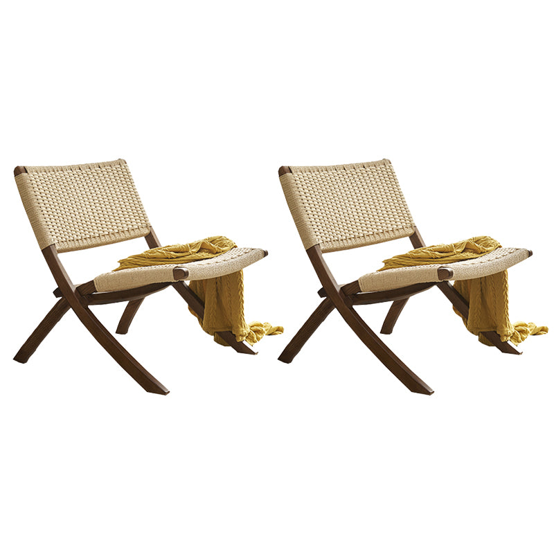 Solid Wood Chair Woven Back Lounge Accent Chair for Living Room