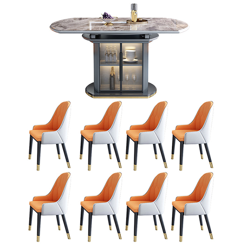 Modern Style Stone Furniture 1/5/7/9/11 Pcs Round Shape Dinette Table with Dining Chair