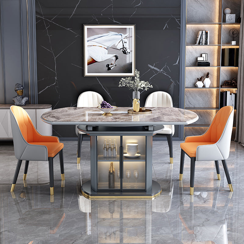 Modern Style Stone Furniture 1/5/7/9/11 Pcs Round Shape Dinette Table with Dining Chair