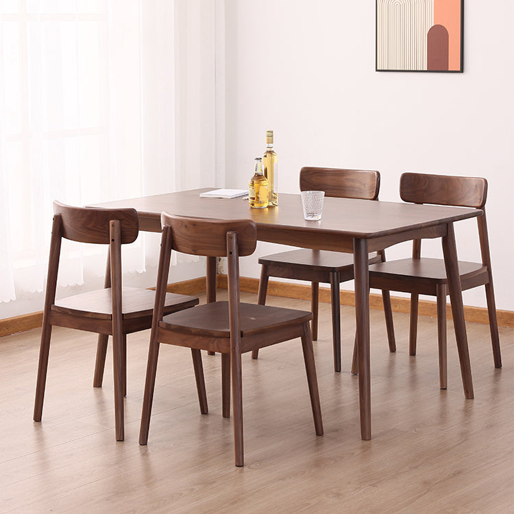 Brown Solid Wood Dining Set 1/4/5 Pieces Modern Dinette Set with Wooden Chairs