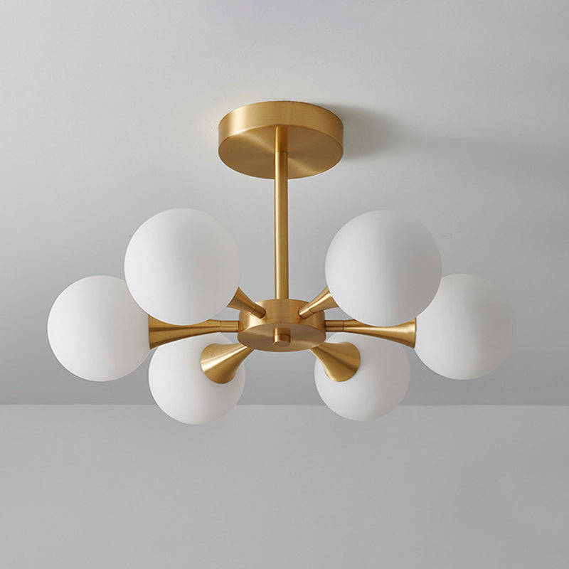 4/6-Light Golden Modern Flush Mount Lighting Glass Ceiling Light for Bedroom