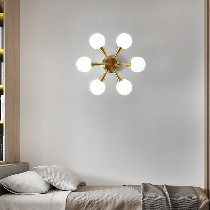 4/6-Light Golden Modern Flush Mount Lighting Glass Ceiling Light for Bedroom
