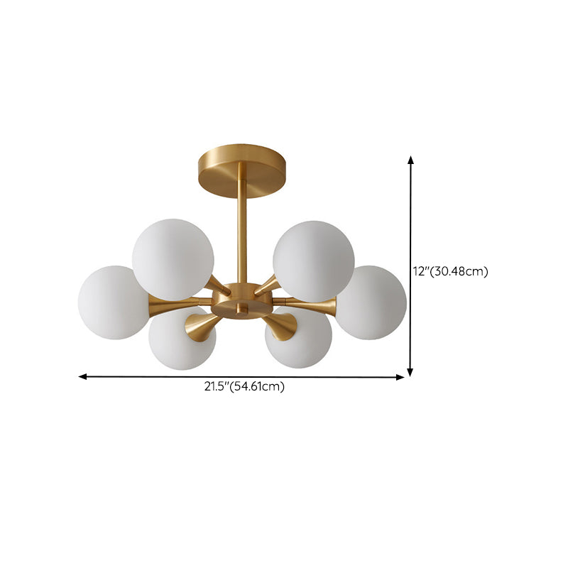 4/6-Light Golden Modern Flush Mount Lighting Glass Ceiling Light for Bedroom