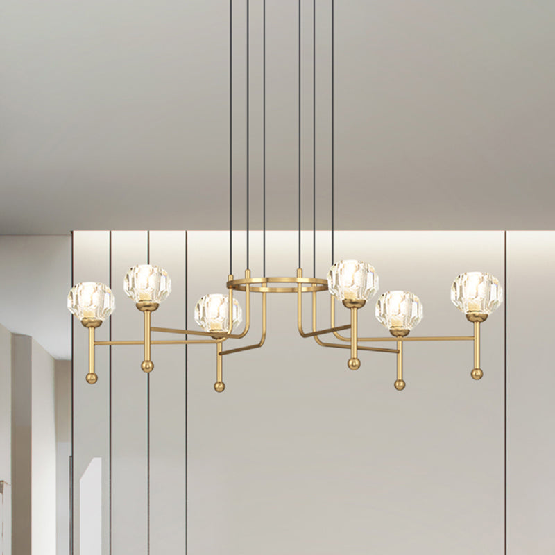 Crystal en laiton multi-plafond diamant 6/8-Bulb 27 "/ 31" de largeur moderniste à LED de la lampe