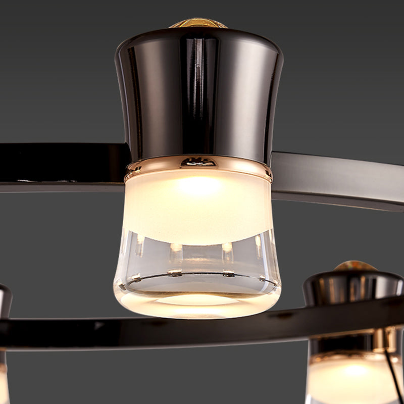 Contemporary Hanging Light Metal Island Light Fixture in Black for Dining Room