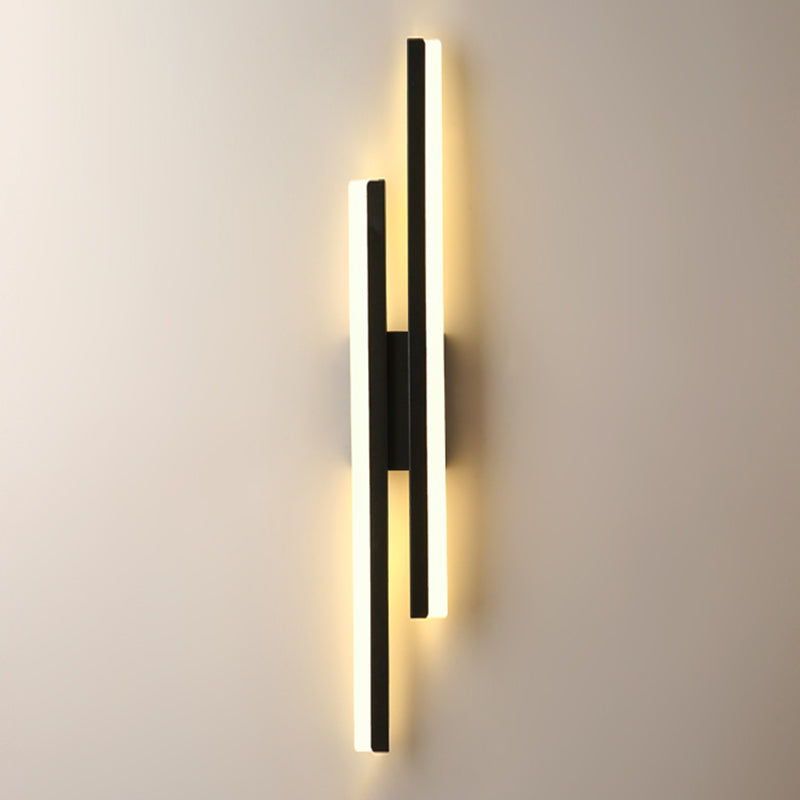 Metal Linear Shape Wall Sconce Modern Style 2 Lights Wall Light Sconce