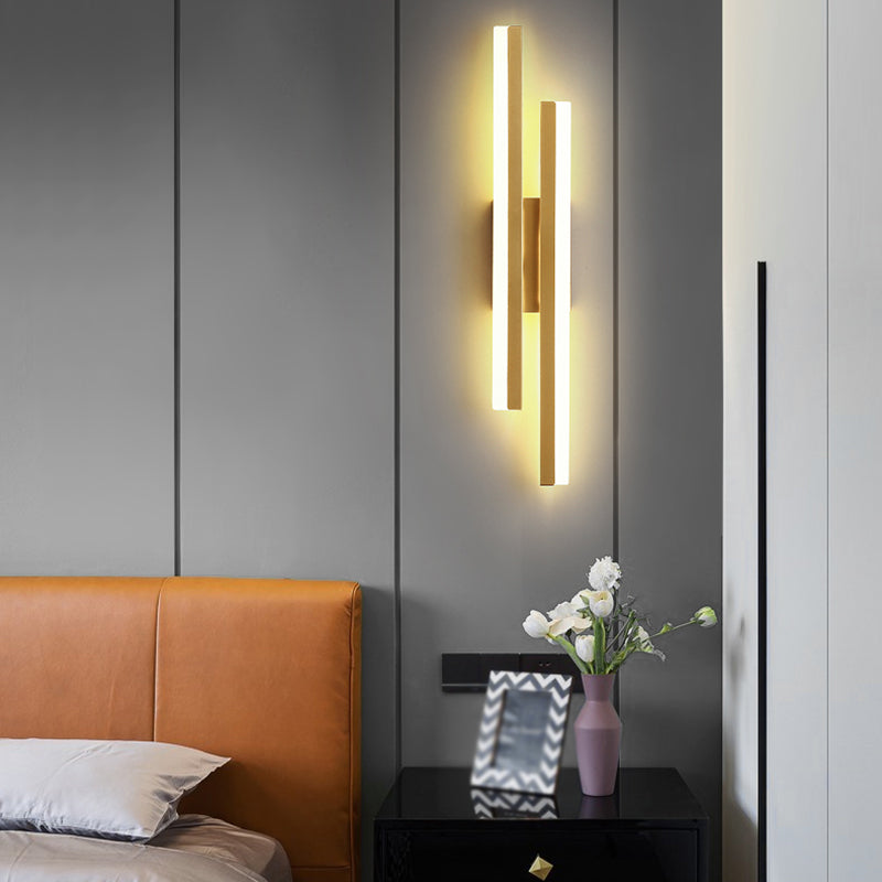 Metal Linear Shape Wall Sconce Modern Style 2 Lights Wall Light Sconce