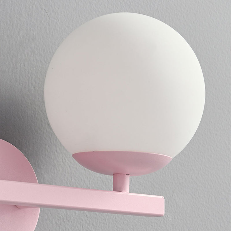 Metal Ball Shape Wall Sconce Kid 1 Light Wall Light Sconce in Pink (Decoration Included)