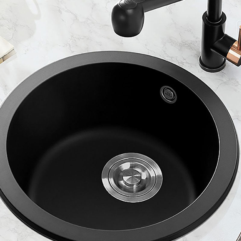 Quartz Kitchen Sink Round Single Basin Kitchen Sink with Drain Assembly