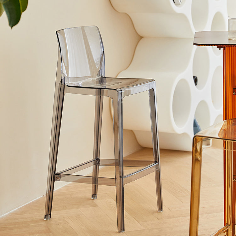 Modern Armless Backrest Counter Stool Acrylic Cafe Bar Stool with  Pedal