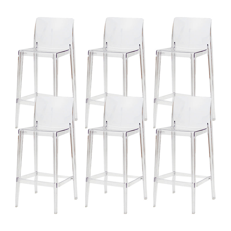 Modern Armless Backrest Counter Stool Acrylic Cafe Bar Stool with  Pedal
