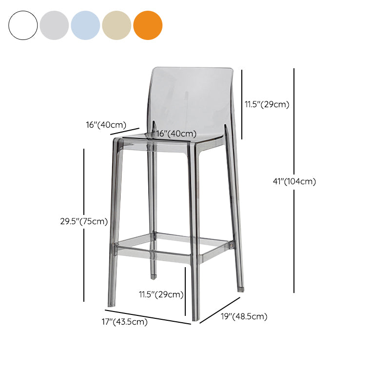 Modern Armless Backrest Counter Stool Acrylic Cafe Bar Stool with  Pedal