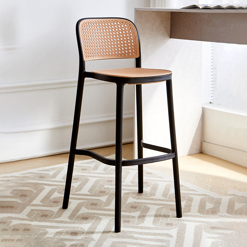 Modern Style Plastic Counter Stool Low Back Barstool with Footrest