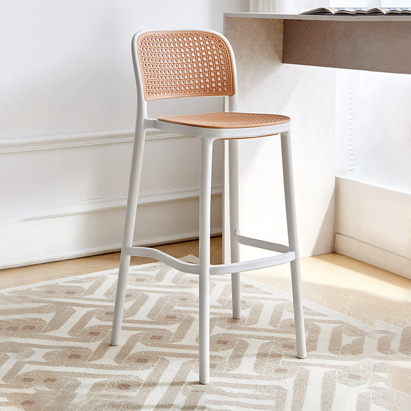Modern Style Plastic Counter Stool Low Back Barstool with Footrest