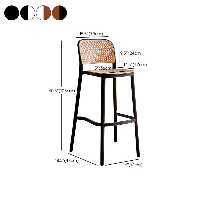 Modern Style Plastic Counter Stool Low Back Barstool with Footrest